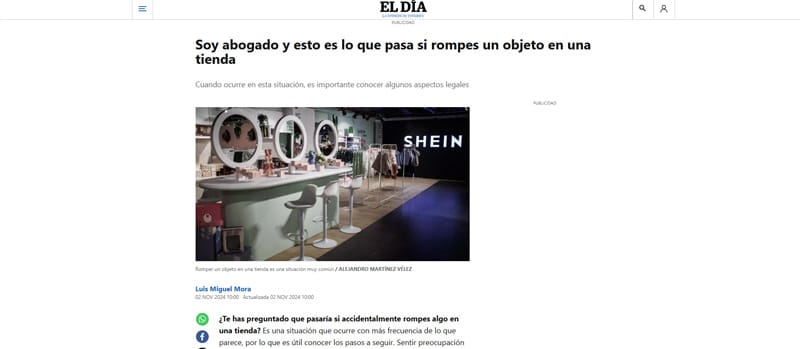 Artículo de derecho en un periódico local