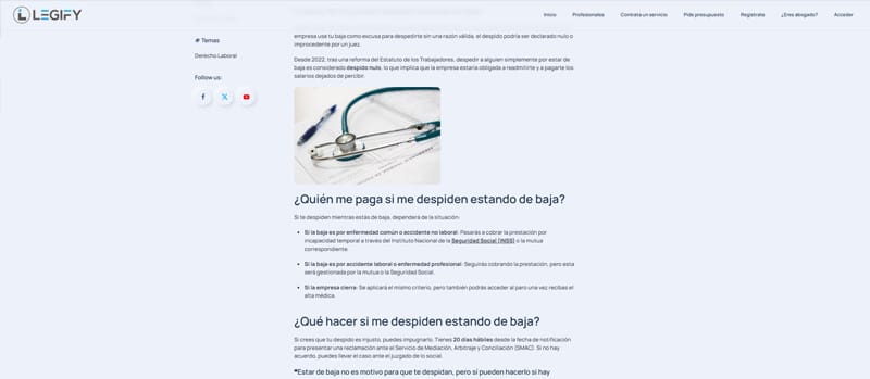 Artículo del blog de un despacho de abogados