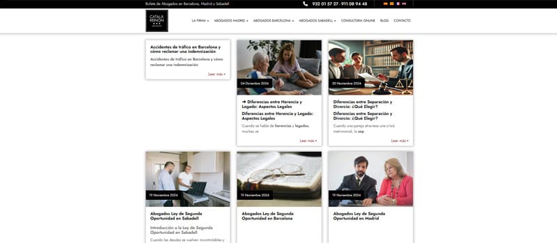 Página principal del blog de un despacho de abogados