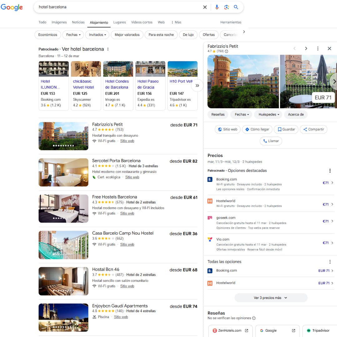 Perfil de Google Business Profile de un hotel Ficha GBP de un hotel