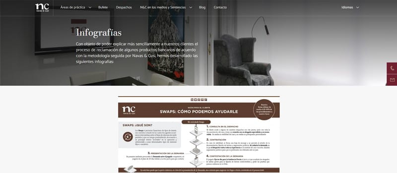 Página con infografías sobre abogacía