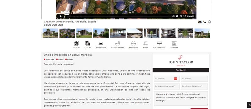 Página de datos de propiedad de la inmobiliaria John Taylor Página de datos de una propiedad de la inmobiliaria John Taylor
