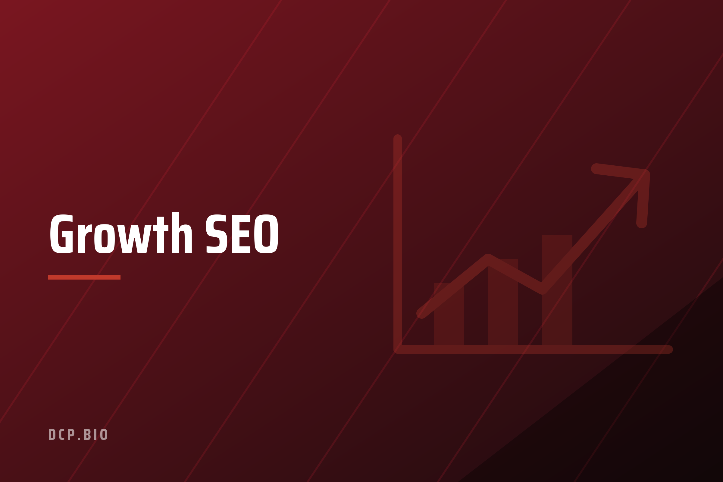 Cabecera del artículo Growth SEO, con icono de gráfico ascendente sobre fondo granate