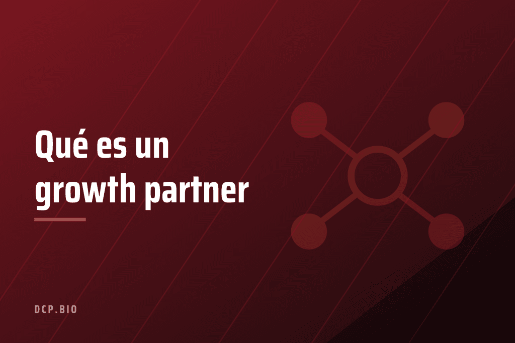 Cabecera del artículo Qué es un growth partner, con icono de nodos conectados sobre fondo granate