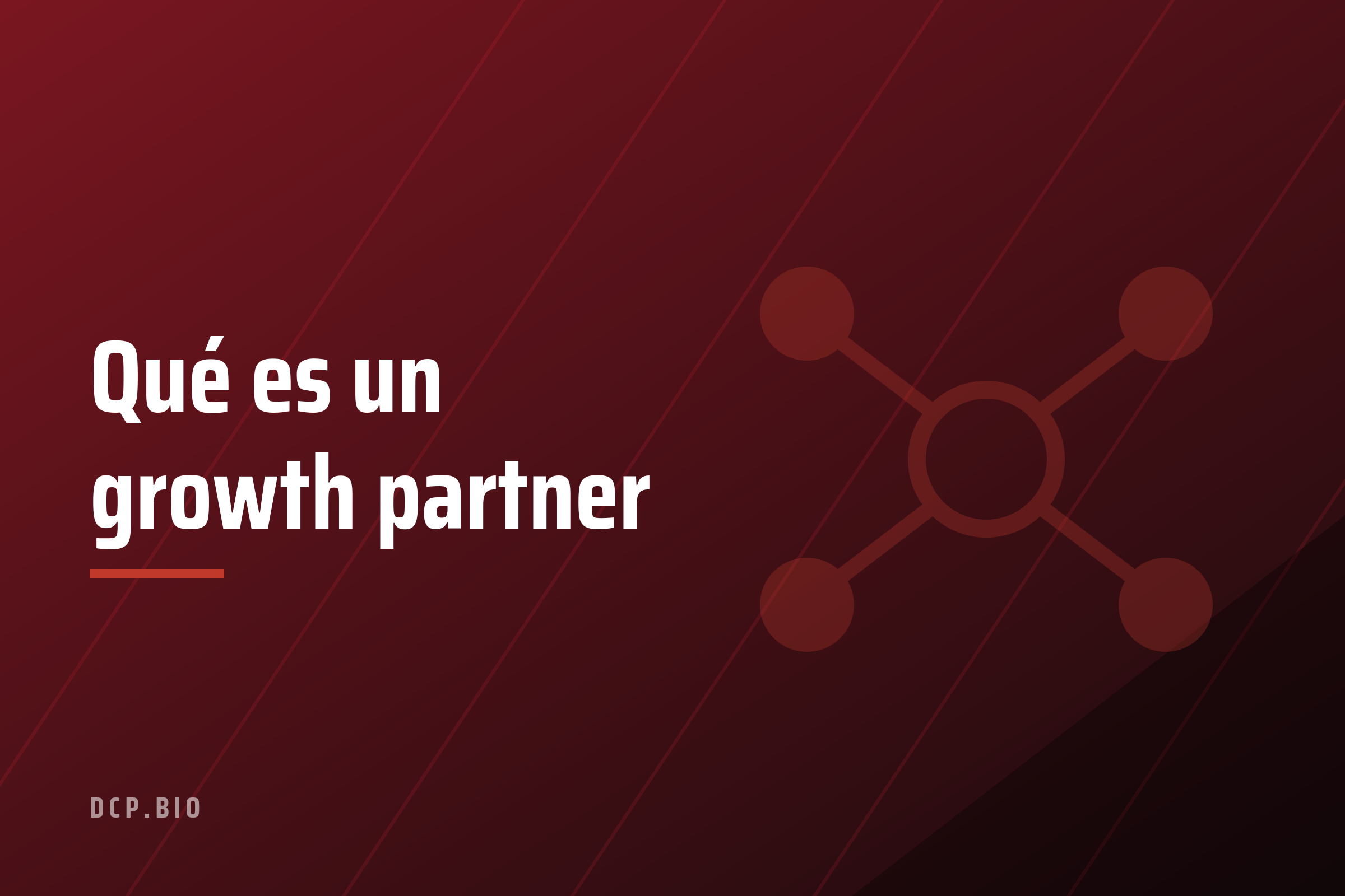Cabecera del artículo Qué es un growth partner, con icono de nodos conectados sobre fondo granate