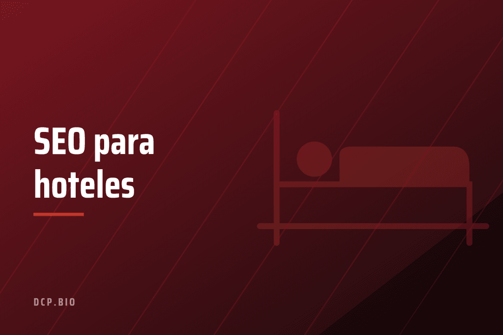 Cabecera del artículo SEO para hoteles, con icono de cama de hotel sobre fondo granate