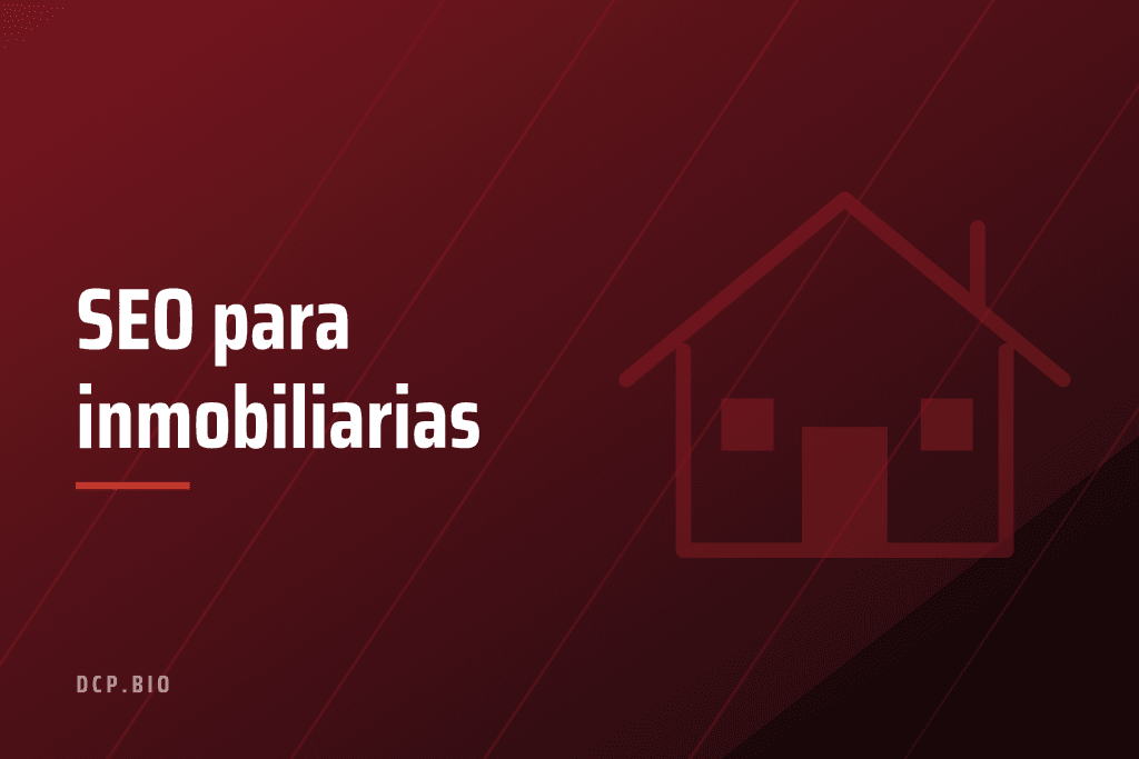 Cabecera del artículo SEO para inmobiliarias, con icono de casa sobre fondo granate